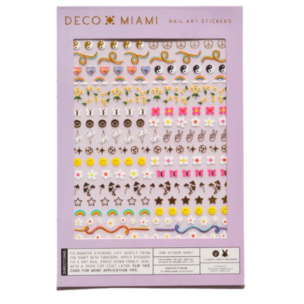 🔥3/$30 NIP Deco Miami Beauty Stay Groovy Nail Art Stickers Full Size Sheet - Picture 3 of 6